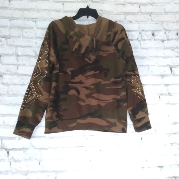 Miss Me Womens Small Camo Hoodie Embroidered Embellished Studded Full Zip - Picture 10 of 10